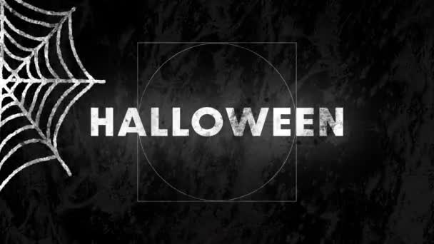 Animação Texto Halloween Sobre Teia Aranha Fundo Escuro Halloween Tradição — Vídeo de Stock