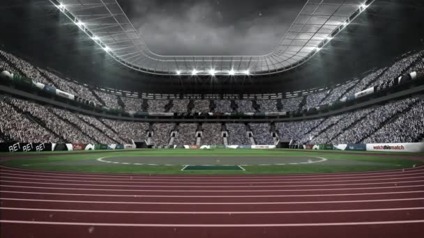 Animáció Esik Sport Stadion Sport Tél Verseny Koncepció Digitálisan Generált — Stock videók