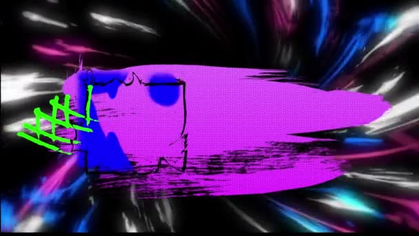 Siyah Arkaplan Işıkların Üzerindeki Renkli Geometrik Grafiklerin Animasyonu Video Oyunu — Stok video