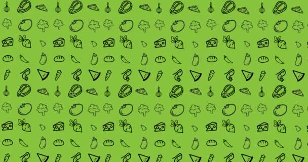 Animación Verduras Movimiento Sobre Fondo Verde Cocina Comida Catering Concepto — Vídeos de Stock