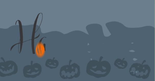 Animación Texto Feliz Halloween Sobre Calabazas Halloween Tradición Concepto Celebración — Vídeo de stock