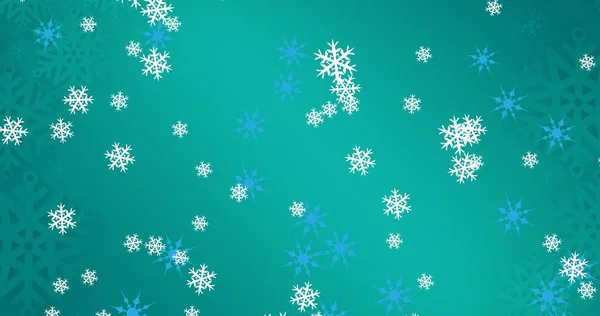 Imagem Queda Flocos Neve Fundo Azul Natal Tradição Conceito Celebração — Fotografia de Stock