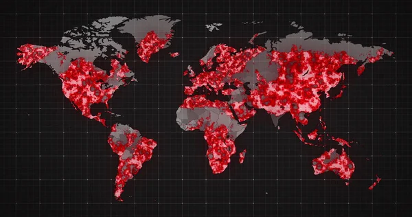 Image World Map Continents Turning Red Showing Covid Coronavirus Spread — Stock Photo, Image