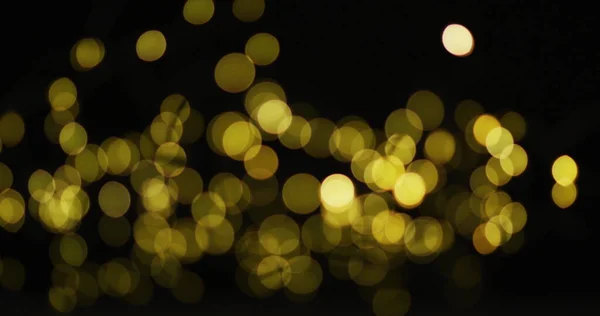 Meerdere Gele Elfenlichtjes Gloeien Zwarte Achtergrond Kerstmis Oudejaarsavond Feest Feest — Stockfoto