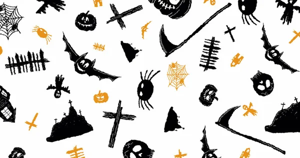 Digitales Bild Mehrerer Halloween Symbole Vor Weißem Hintergrund Halloween Vektorillustration — Stockfoto