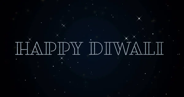 Imagem Texto Diwali Feliz Sobre Estrelas Brilhantes Sobre Fundo Preto — Fotografia de Stock