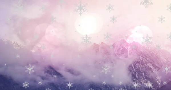Wizerunek Zimowej Scenerii Bożego Narodzenia Padającego Śniegu Boże Narodzenie Zima — Zdjęcie stockowe