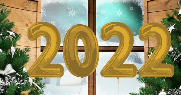 2022 Nin Resmi Kış Manzaralı Igloo Üzerinde Yeni Yıl Partisi — Stok fotoğraf