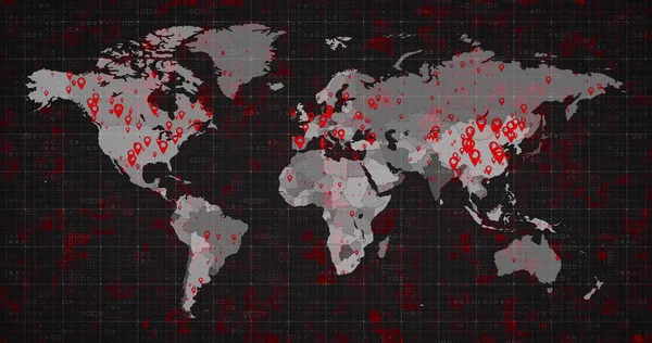 Image World Map Continents Turning Red Showing Covid Coronavirus Spread — Stock Photo, Image