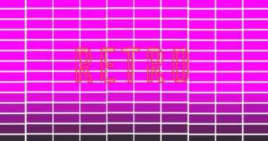 Pembe kontrol edilmiş arka plan üzerinde mor halkalı retro animasyonu. Klasik müzik, eğlence ve parti konsepti dijital olarak oluşturulmuş video.