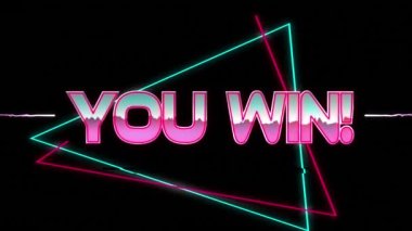 Senin animasyonun geometrik hareketli şekiller ve havai fişeklerle metin kazanıyor. Video oyunu, eğlence ve dijital arayüz kavramı dijital olarak oluşturuldu.