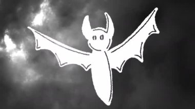 Gri arka planda mutlu yarasa animasyonu. Cadılar bayramı, gelenek ve kutlama konsepti dijital olarak oluşturuldu.