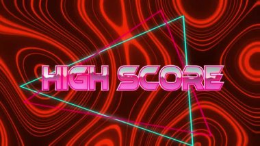 Dijital kırmızı soyut alanda yüksek skorun animasyonu. bilgisayar, oyunlar ve teknoloji konsepti dijital olarak oluşturuldu.