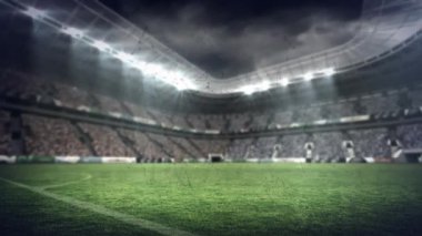 Spor stadyumunun üzerindeki bağlantı ağlarının animasyonu. spor, bağlantılar ve yarışma konsepti dijital olarak oluşturulmuş video.