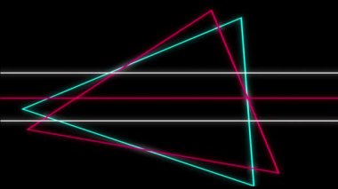 Siyah arkaplan üzerinde renkli geometrik şekillerin animasyonu. Video oyunu, eğlence ve dijital arayüz kavramı dijital olarak oluşturuldu.