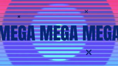 Değişen renkli çizgiler üzerinde koyu mavi metin halinde mega satışın animasyonu. dijital arayüz, çevrimiçi alışveriş ve perakende konsepti dijital olarak oluşturulmuş video.