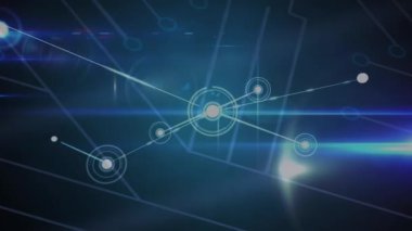 Mavi arkaplan üzerindeki bağlantı ağlarının animasyonu. küresel bağlantılar ve veri işleme konsepti dijital olarak oluşturulmuş video.