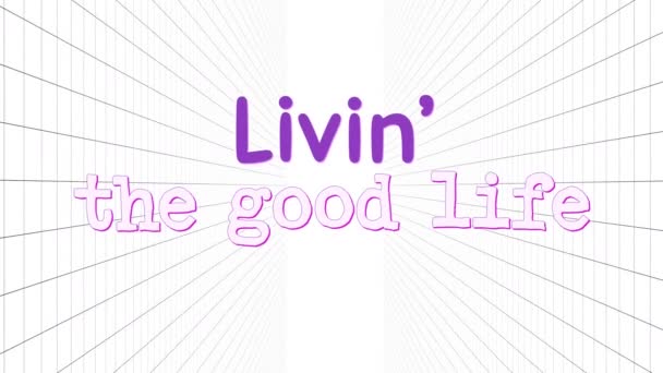 Animação Viver Texto Boa Vida Sobre Grade Fundo Branco Comunicação — Vídeo de Stock