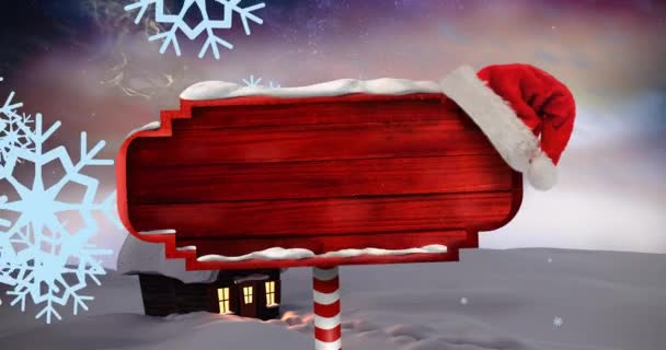 Animación Señal Polo Norte Con Espacio Copia Paisaje Invierno Navidad — Vídeo de stock