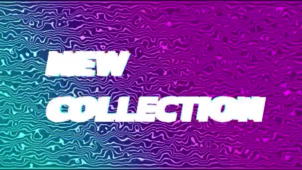 Animation New Collection White Text Colourful Distortion Pink Blue Ripples — Stock Video