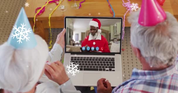 크리스마스에 통화를 커플에 눈내리는 애니메이션 크리스마스 디지털로 비디오 — 비디오
