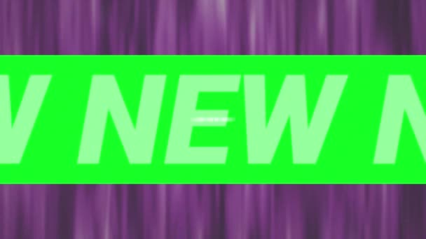 ピンクの十字と緑の線が紫色のテクスチャの上に白いテキストで新しいコレクションのアニメーション デジタルインターフェース オンラインショッピング 小売コンセプトデジタルで生成されたビデオ — ストック動画