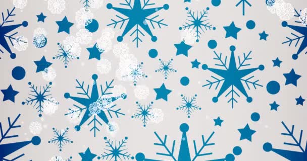 Animação Neve Estrelas Caindo Sobre Fundo Bege Natal Tradição Conceito — Vídeo de Stock