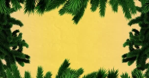 Animacja Świątecznych Pozdrowień Żółtym Tle Boże Narodzenie Zima Tradycja Koncepcja — Wideo stockowe