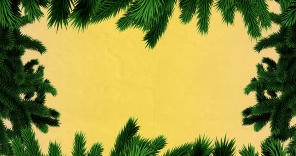 Animation Des Vœux Noël Sur Fond Jaune Noël Hiver Tradition — Video