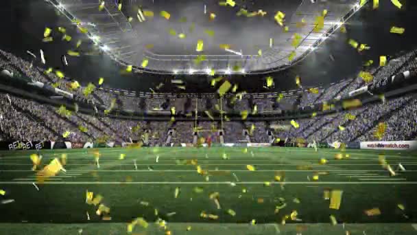 Animation Confetti Falling Sport Stadium Sports Celebration Competition Concept Digitally — Stock Video
