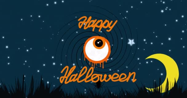 Animation Texte Halloween Heureux Sur Les Paysages Nocturnes Halloween Concept — Video