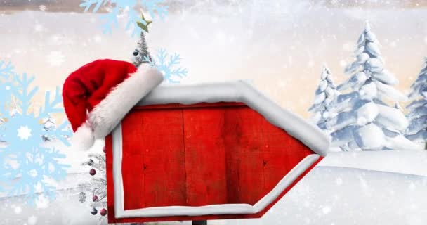 冬の風景の中にコピースペースと北極標識のアニメーション クリスマス 伝統とお祝いのコンセプトデジタルで生成されたビデオ — ストック動画