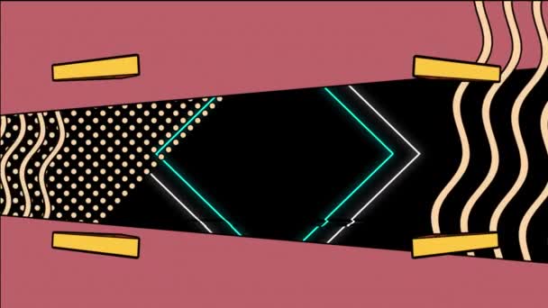 Animation Graphismes Géométriques Colorés Sur Fond Noir Jeu Vidéo Divertissement — Video