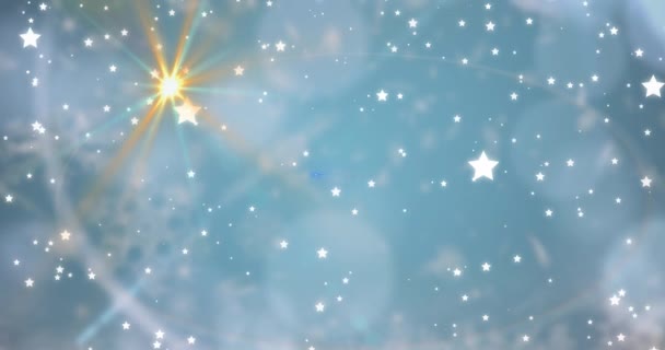 Анімація Зірок Падають Синій Фон Різдво Зима Традиція Концепція Святкування — стокове відео