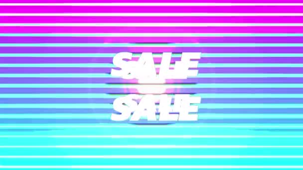 Animation Sale White Colourful Text Changing Colourful Line Circles Digital — Stock Video