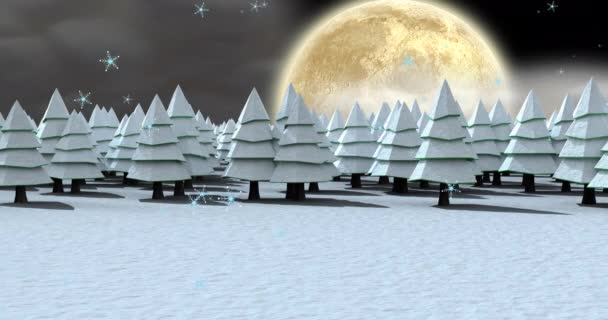 Анімація Снігу Падає Зимові Пейзажі Різдво Зима Традиція Концепція Святкування — стокове відео