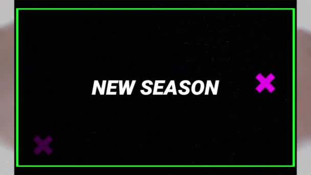 Animation New Season White Text Pink Crosses Green Lines Coffee — Stock Video