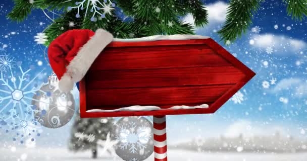 冬の風景の中にコピースペースと北極標識のアニメーション クリスマス 伝統とお祝いのコンセプトデジタルで生成されたビデオ — ストック動画