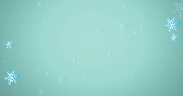 Yeşil Arka Planda Kar Tanelerinin Noel Şablonunun Animasyonu Noel Gelenek — Stok video