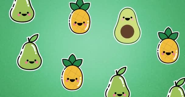 Animation Fruits Tombants Sur Fond Vert Concept Cuisine Restauration Animation — Video