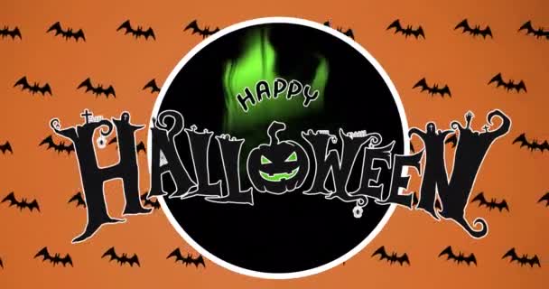 Animation Joyeux Texte Halloween Sur Des Chauves Souris Tombantes Halloween — Video