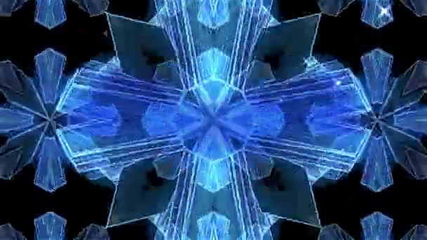发光的万花筒形状在黑色背景上的动画 电子游戏 娱乐和数字界面概念数字生成的视频 — 图库视频影像