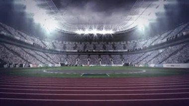 Spor stadyumunun üzerindeki bağlantı ağlarının animasyonu. spor, bağlantılar ve yarışma konsepti dijital olarak oluşturulmuş video.