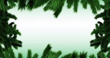 Yeşil arka planda noel kutlamalarının animasyonu. Noel, kış, gelenek ve kutlama konsepti dijital olarak oluşturulmuş video.