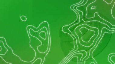 Yeşil arka planda hareket eden izohipslerin animasyonu. renk, şekiller ve hareket konsepti dijital olarak oluşturulmuş video.