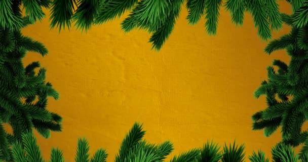 Animatie Van Kerstgroeten Oranje Achtergrond Kerstmis Winter Traditie Viering Concept — Stockvideo