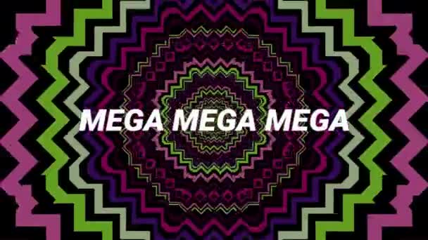 Animation Mega Sale White Text Moving Pink Green Kaleidoscopic Shapes — Stock Video