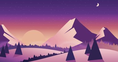 Noel Baba 'nın kızak içindeki siyah bir silueti resmedilmiş. Arka planda dolunay ve dağ olan ren geyikleri tarafından çekiliyor.. 