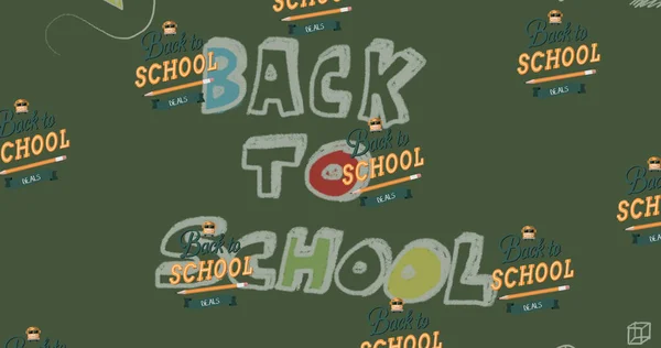 Image Repeated Text Back School Pencil Moving Green Back School — Stock Photo, Image