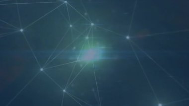 Arka plandaki manzara üzerindeki bağlantı ağının animasyonu. küresel bağlantılar, veri işleme ve dijital arayüz konsepti dijital olarak oluşturulmuş video.